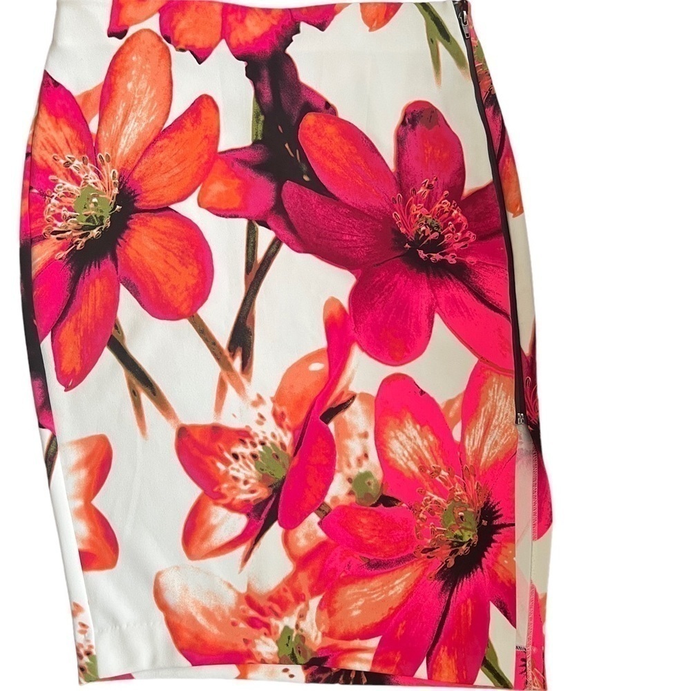 Worthington Women’s Midi Straight Pencil Vibrant Multicolored Floral Skirt 10P - Picture 2 of 11